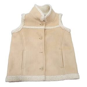 Y2K GAP Faux Suede Sherpa Lined Button Up Vest (miss. button) Boys Sz 2 XL 2Yrs